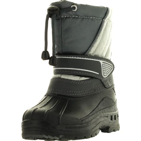 Static Kids BHD-07 Waterproof Cold Weather Kids Snow Boots with Adjustable Feature, Grey, 9 ...