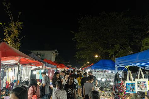 Luang Prabang Laos February 25 2023 Colorful Night Market Near The