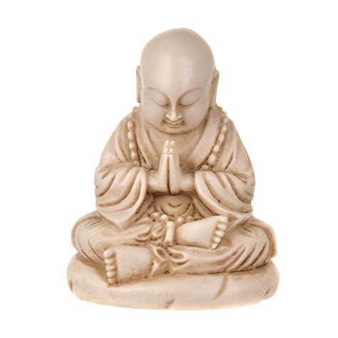 Buddha Praying Statue Cream 11cm Karma Living