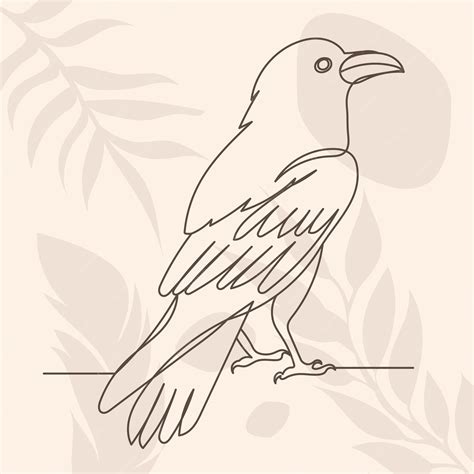 Premium Vector Raven Line Drawing On Abstract Background Vector