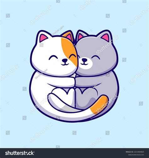 Cute Couple Cat Hug Cartoon Vector Stock Vector (Royalty Free ...