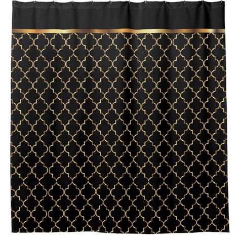 Elegant Black And Gold Quatrefoil Patterns Shower Curtain