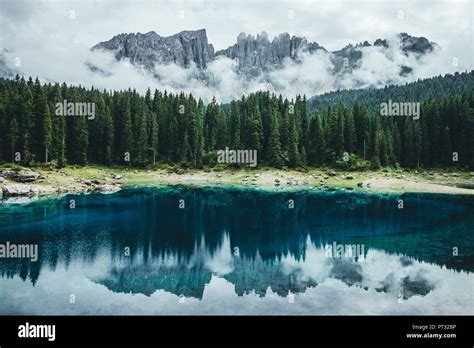 Italy South Tyrol Latemar Lake Karersee Stock Photo Alamy