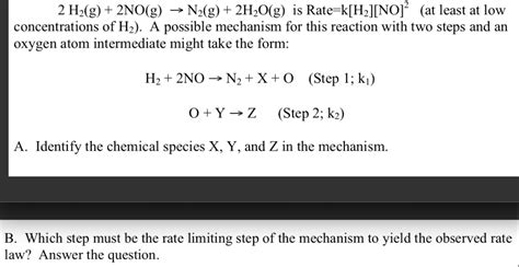 Solved 2 H2g 2nog N2g 2h2og Is Ratek H2 No