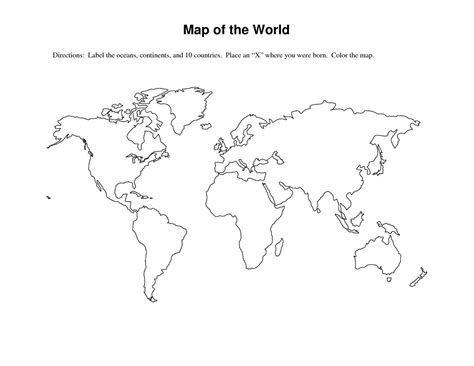 Printable Blank Map Of Continents And Oceans