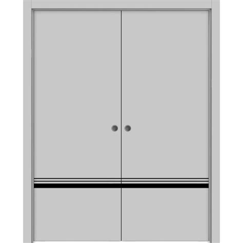 Sartodoors In X In Panel Matte Grey Finished Solid Wood With