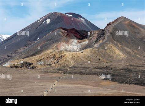 Red Crater At The Tongariro National Park Mt Ngauruhoe In The Background New Zealand Stock