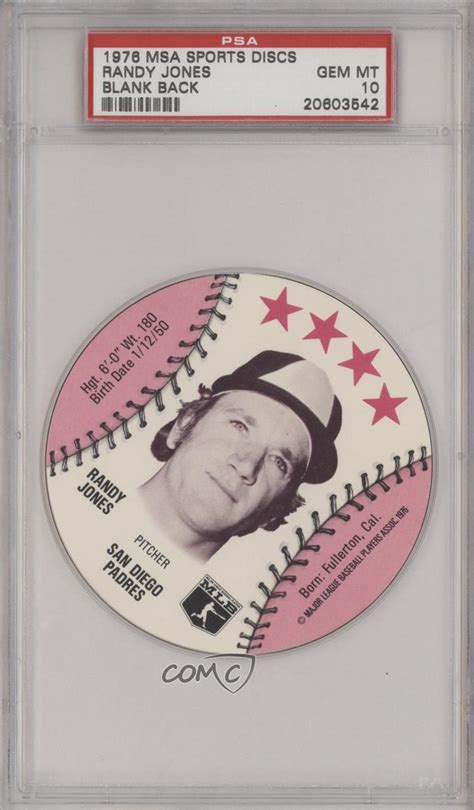 1976 MSA Discs Randy Jones PSA 10 GEM MT EBay