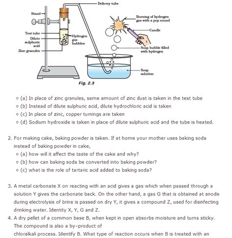 Important Questions For Class 10 Science Chapter 2 Acids Bases And Salts