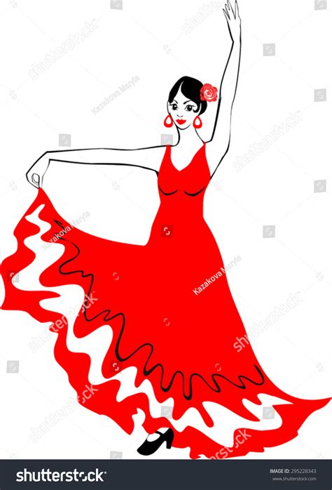 Flamenco Dancer Red Dress Stock Vector Royalty Free 295228343