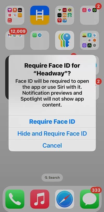 how to make apps require face id