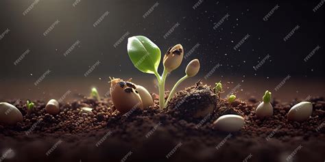 Premium AI Image | Germinating Seeds of Vegetable on the Earth Diffrent ...