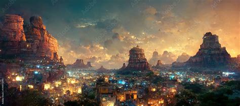 Cyberpunk futuristic and cyberpunk desert city, illustration ...