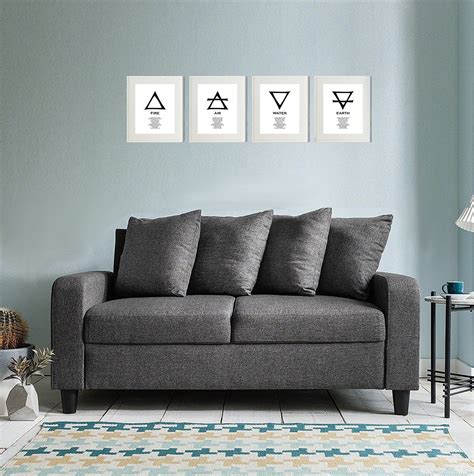 Four Elements Alchemy Symbols with Details Print Set, Fire, Water, Air, Earth Minimalist Wall ...