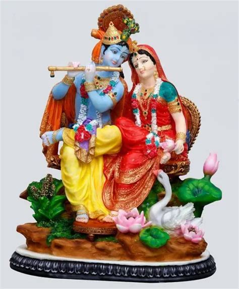 HINDU GOD LORD Krishna Kanha Radha Idol Sculpture Statue Figurine Resin