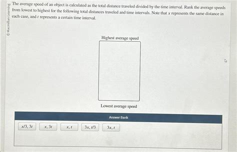 Solved The average speed of an object is calculated as the | Chegg.com