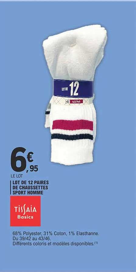 Promo Lot De Paires De Chaussettes Sport Homme Tissaia Basics Chez E