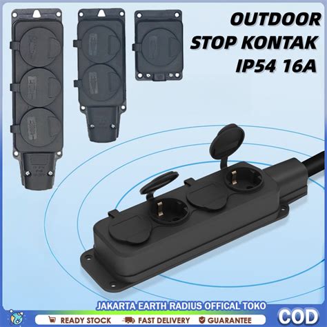 jual stop kontak outdoor ip  eropa soket listrik tahan air eu