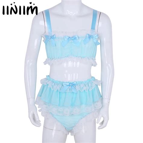 Ensemble de lingerie Sissy Crossdresser pour hommes olympiques de cosplay sexy dentelle à