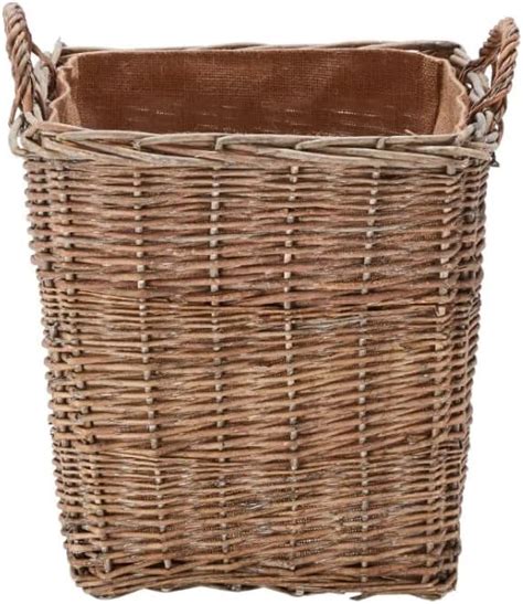 Wovenhill Square Medium Grey Log Basket Handmade Wicker Storage Box