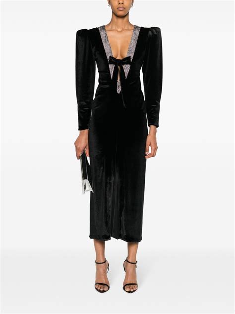 Ana Radu Bow Embellished Velvet Maxi Dress Farfetch