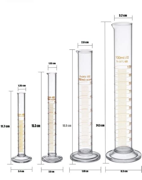 Thick Glass Graduated Measuring Cylinder Set 5ml 10ml 50ml 100ml Glass Hobbies And Toys