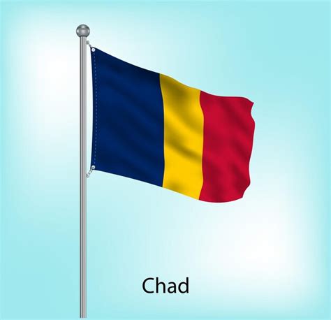 Premium Vector Chad Waving Flag On Flagpole Vector