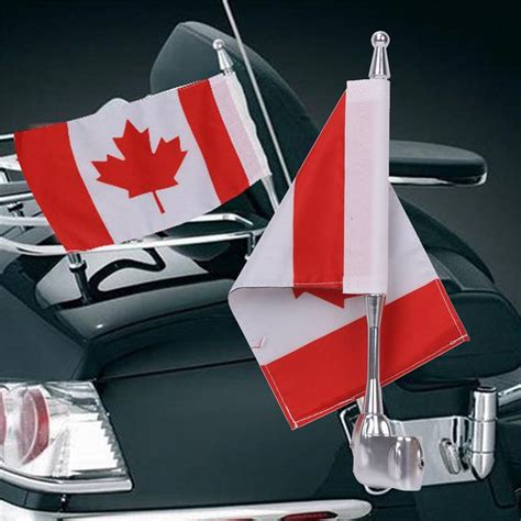 Motorcycle Flag Pole Mount Canada Flag For Honda Yamaha Harley Davidson ...