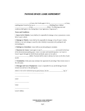 Fillable Online PARKING SPACE LEASE AGREEMENT Docracy Fax Email