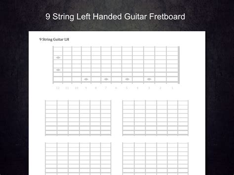 9 String Printable Left Handed Guitar Blank Fretboard Etsy