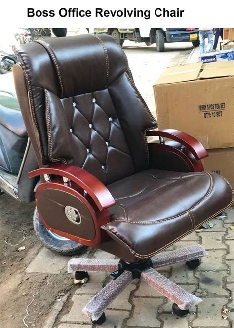 Leather Boss Office Revolving Chair Fixed Arm Brown At Rs In