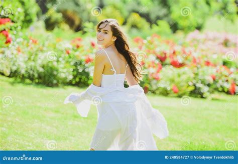 Spring Woman In Summer Fields Outdoors Walking In Field Woman Enjoy Outdoor Recreation Natural