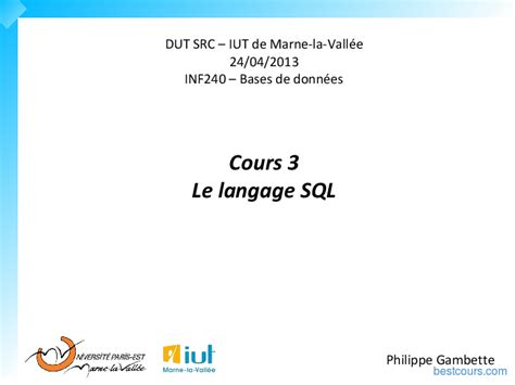 Pdf Le Langage Sql Cours Et Formation Gratuit