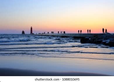 Grand Haven Michigan Pier Sunset Stock Photo Shutterstock