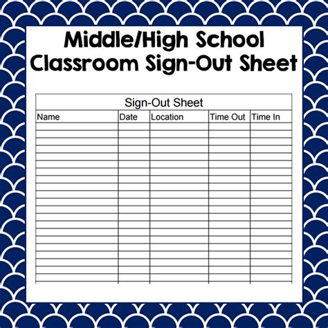 Classroom Sign-Out Sheet - Resume Samples