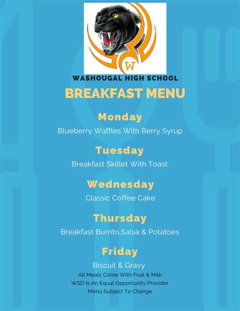 Breakfast Menu - WSD