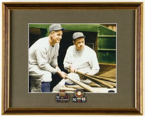 Babe Ruth Lou Gehrig Yankees Colorized Custom Framed Photo Display With Official 1923 1927