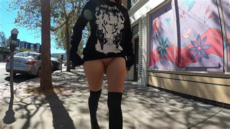 Teaser No Panties Just A Sweater Upskirt Flashing Lots Of Flashing