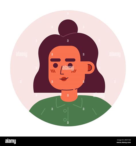 Hispanic Girl With Messy Bun Hairstyle Semi Flat Vector Character Head