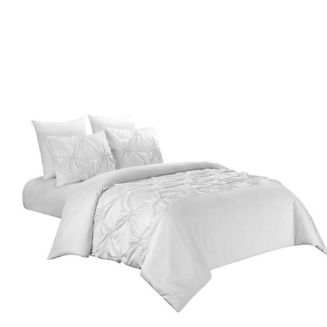 Shop For Saxtx Ruched Simulation Silk Satin Queen Duvet Cover Set With Elastic Embrodeiry