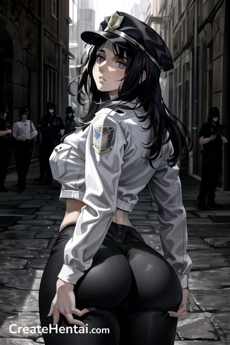 Police Costume Pale Skin Large Ass AI Porn