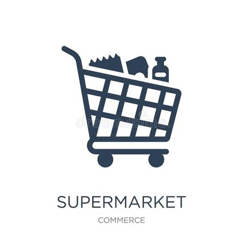 Supermarket Shopping Cart Icon In Trendy Design Style Supermarket