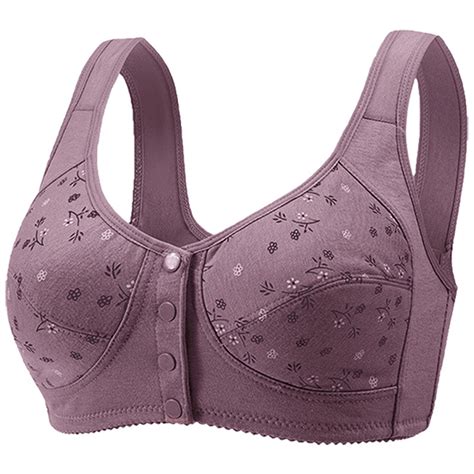 Alllist Lingerie For Women No Wire Plus Size Front Closure Bralette Gray Floral Full Coverage