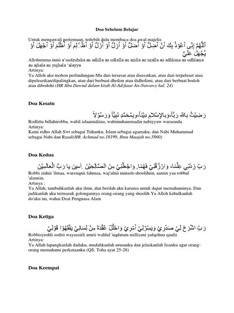 Doa Sebelum Belajar Pdf