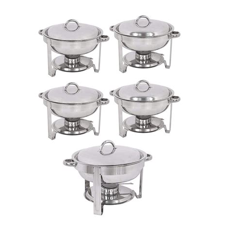 Zenstyle 5 Quart Round Shape Chafing Dishes Stainless Steel Durable