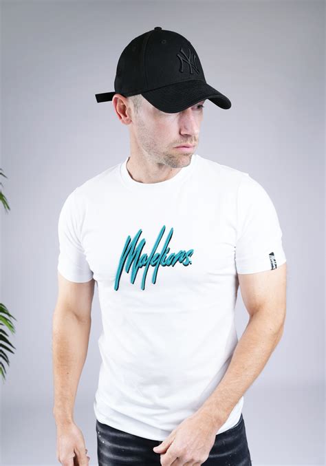 Malelions Duo Essentials Tshirt White Teal Cotton District