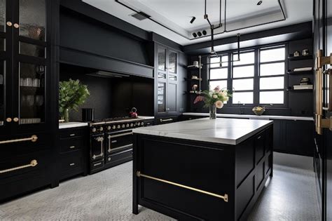 Premium Ai Image Timeless Minimalist Kitchen Design With A Black