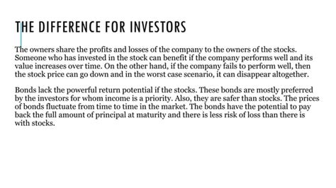 Difference Between Stocks And Bonds PPT