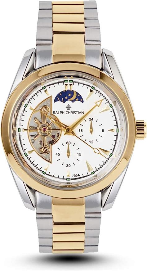 Ralph Christian Mens Luxury Wrist Watch Gold And Steel Two Tone Skeleton Style Zurich