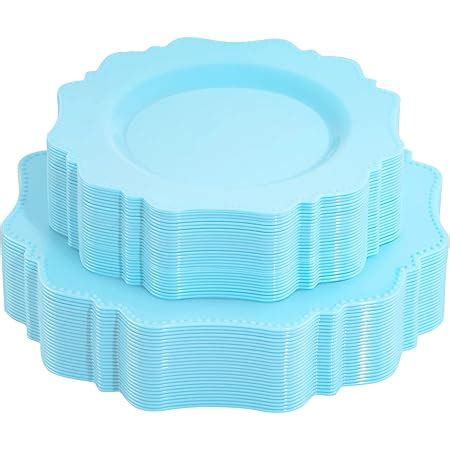 Amazon COLOSUS Disposable Plastic Plates 60Pcs Light Baby Blue